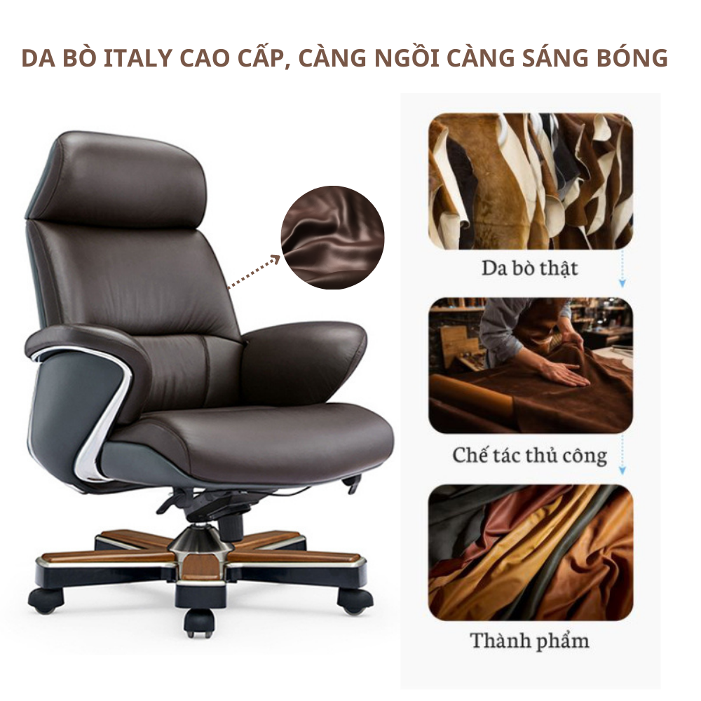 Ghế giám đốc cao cấp da bò Italy A1605 14 3