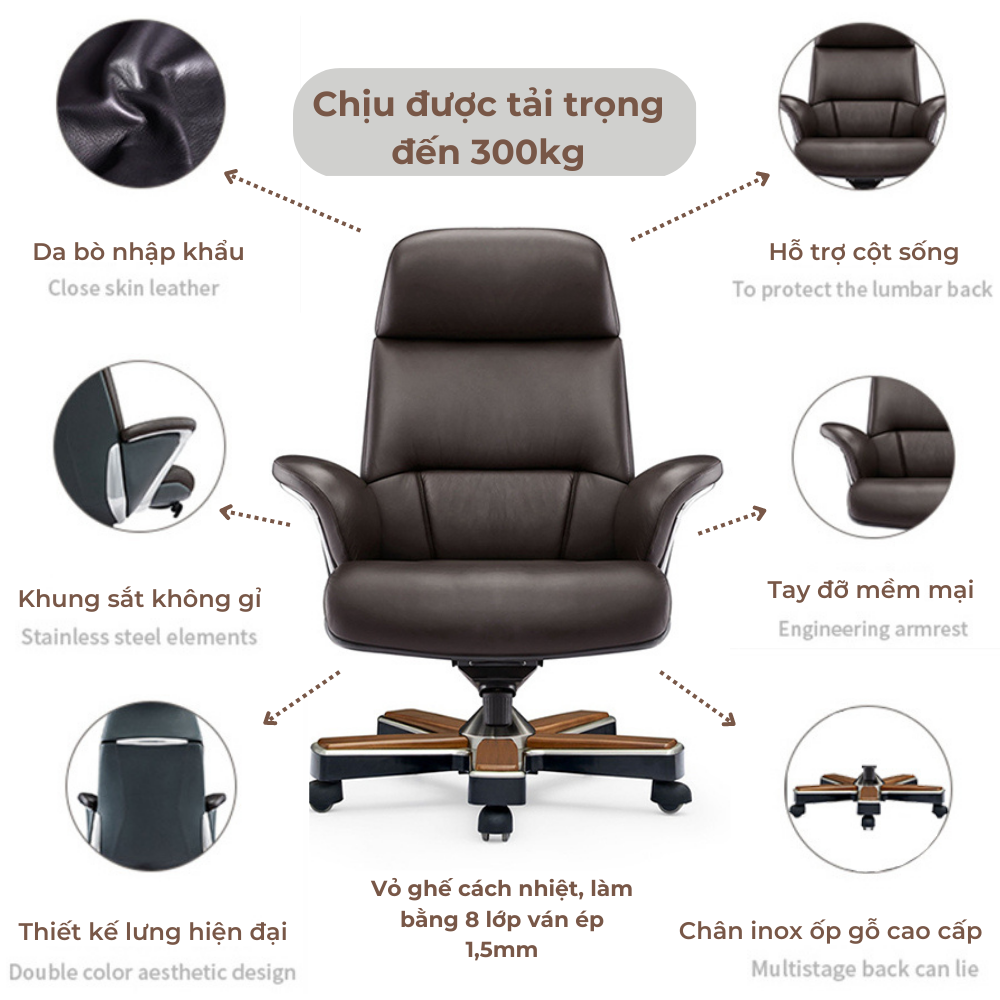 Ghế giám đốc cao cấp da bò Italy A1605 13 Them tieu de phu 1