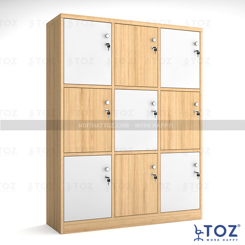Tủ locker gỗ 9 ô LKG9-MS1 1 Tủ locker gỗ 9 ô LKG9-MS1