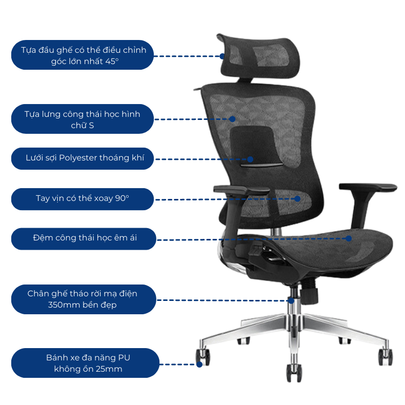 Ghế công thái học Ergonomic AMI LAL-33